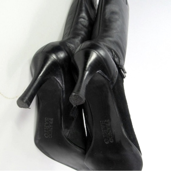 Franco Sarto Women’s Black Leather Suede Heel Zip Up Boots - Picture 6 of 8